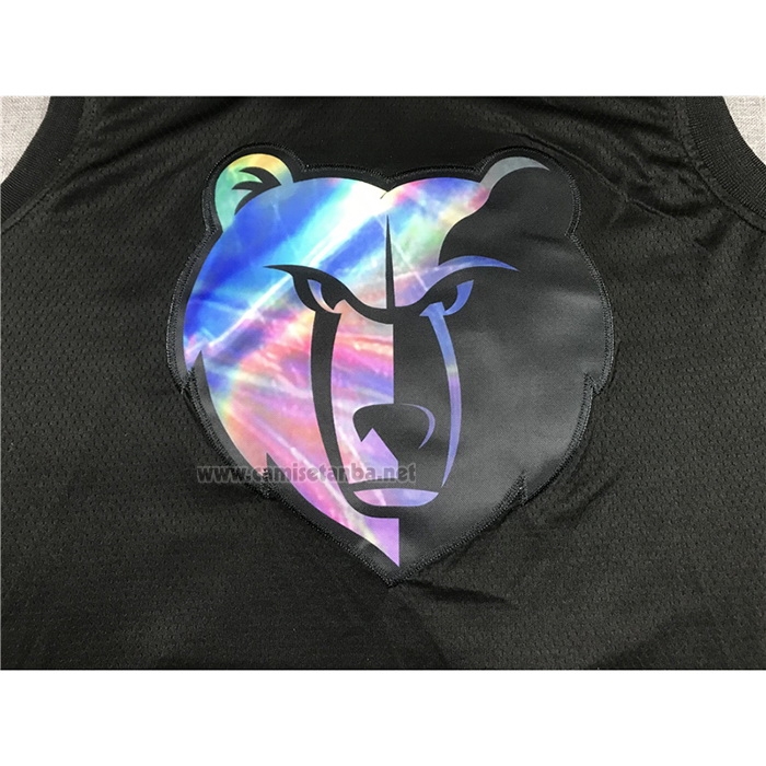 Camiseta Memphis Grizzlies Ja Morant #12 Iridescent Logo Negro